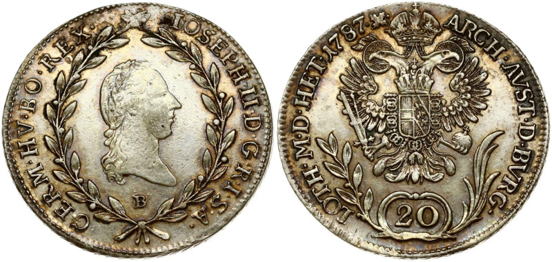 Holy Roman Empire. Joseph II (1780-1790). 20 Kreuzer 1787 B. Silver. KM-2069.