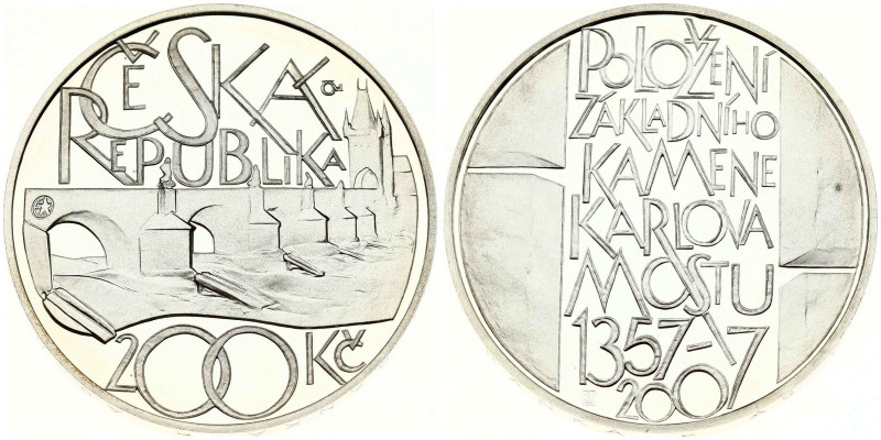 Czech Republic 200 Korun 2007 ČM Charles Bridge. 650th Anniversary of the Laying...