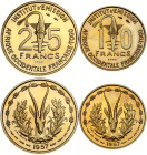 French West Africa 10 & 25 Francs 1975 Togo ESSAI Set Lot of  2 coins