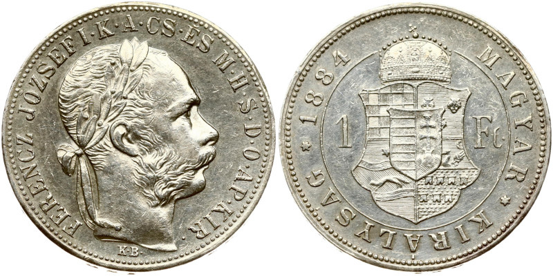 Hungary. Franz Joseph I (1848-1916). 1 Forint 1884 KB. Silver 12.31 g. KM-469.