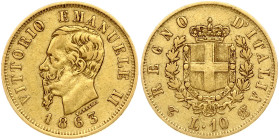 Italy 10 Lire 1863  TBN