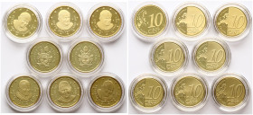 Italy Vatican City 10 Euro Cent 2007 R - 2020 R Lot of 8 coins