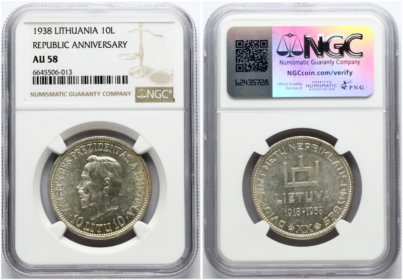 Lithuania. 10 Litu 1938 Antanas Smetona - 20 years of independence (1918-1938). ...