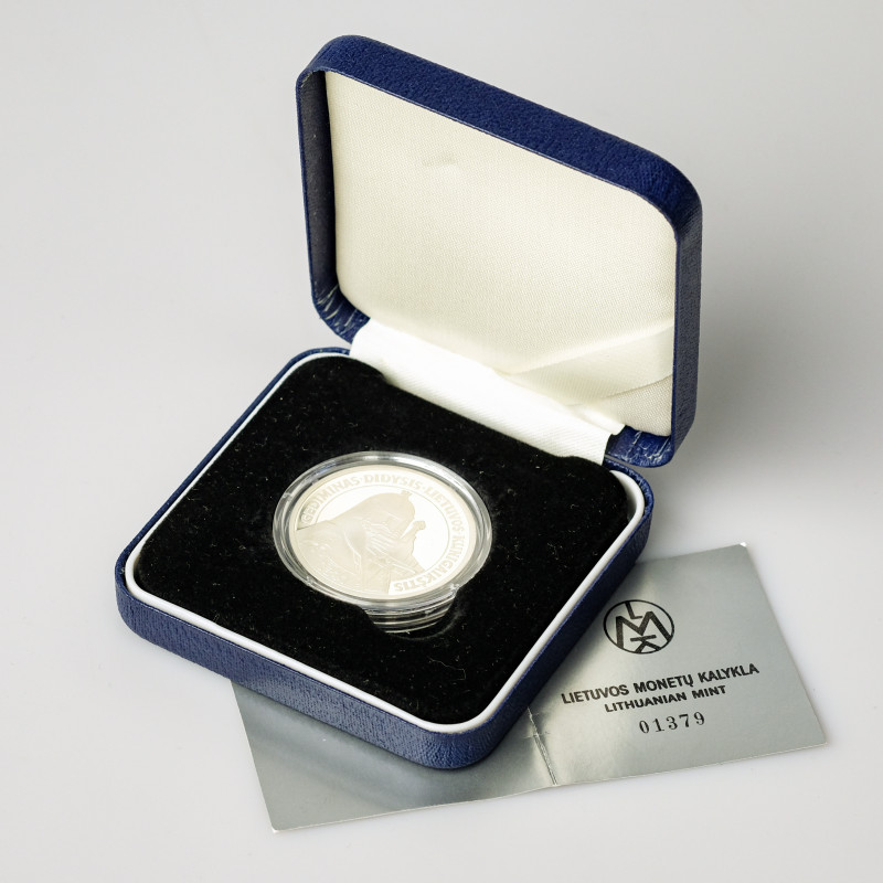 Lithuania. 50 Litu 1996 Gediminas, the Grand Duke of Lithuania. Silver .925, 23....
