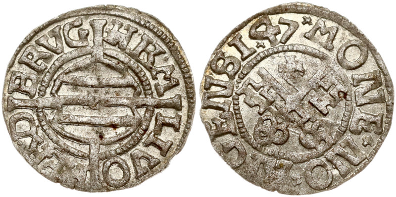 Livonia, Livonian Order. Hermann von Brüggeneye (1535-1549). Schilling 1547, Rig...
