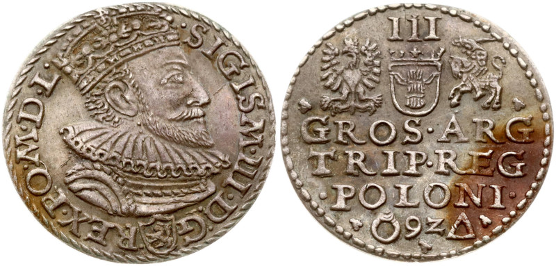Poland. Zygmunt III Waza (1587-1632). Trojak 1592, Malbork. Silver 2.26 g. Iger ...