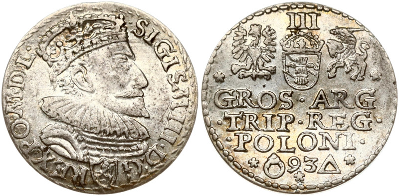 Poland. Zygmunt III Waza (1587-1632). Trojak 1593, Malbork. Silver 2.39 g. Iger ...