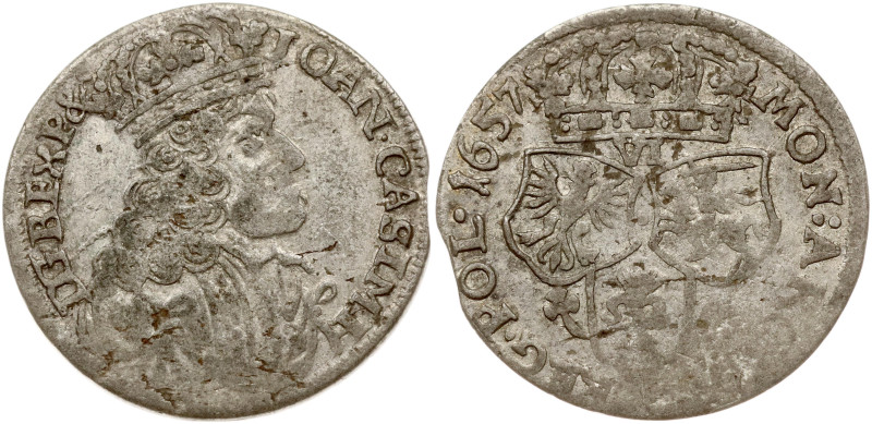 Poland. Jan II Kazimierz Waza (1649–1668). Szostak 1657 IT, Krakow. Silver 3.46 ...