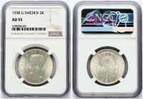 Sweden 2 Kronor 1938 G NGC AU 55