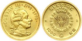 Sweden 1000 Kronor ND (1992) Death of King Gustav III