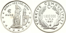 Turkey 1 500 000 Lira 1997 Myra'li Aziz Noel Baba and Euro