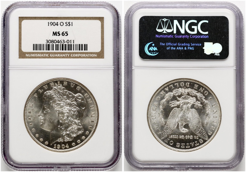 USA. Morgan Dollar 1904 O, New Orleans. Silver. KM 110. NGC MS 65.