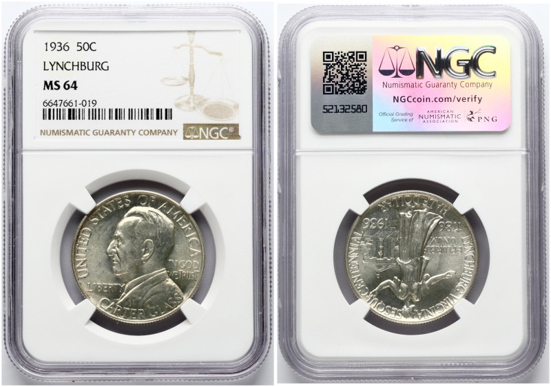 USA. 1/2 Dollar 1936, Lynchburg, Virginia Sesquicentennial. 150th anniversary of...