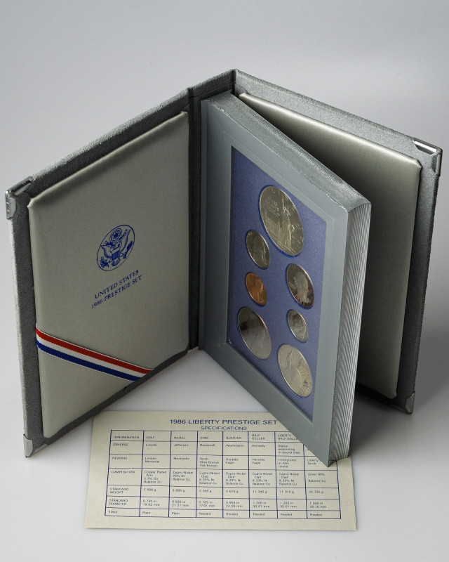 USA. 1 Cent - 1 Dollar 1986 Prestige Set. Copper plated zinc, copper-nickel, cop...