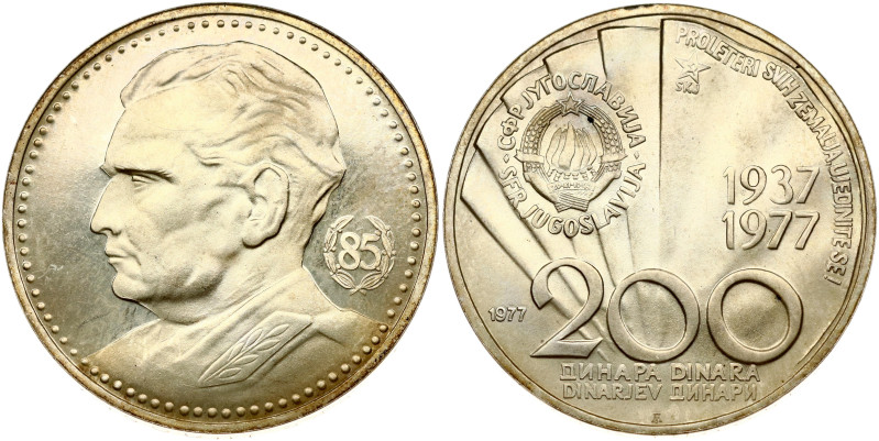 Yugoslavia. 200 Dinara 1977, Tito's 85th Birthday. Silver .750, 15.12 g. KM 64.