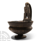 Etruscan Blackware Terracotta Kyathos with Nude Kouros