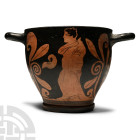 Lucanian Red-Figure Skyphos with Naked Warrior Rider