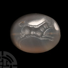 Graeco-Persian Chalcedony Stamp Seal with Striding Boar