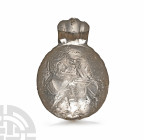 Byzantine Rock Crystal Pendant with Cross and Christ Riding a Donkey