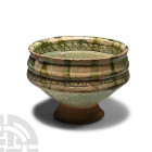 Byzantine Green Glazed Sgraffito Footed Bowl
