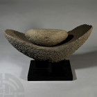 Massive Stone Age Grinding Mill and Pestle