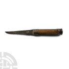 Medieval Iron Knife with Inscribed Silver Fittings