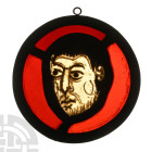 Medieval Stained Glass Panel of a Bearded Man