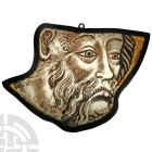Medieval Stained Glass Panel of a Bearded Saint