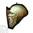 Medieval Stained Glass Panel with Head