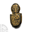 Byzantine Gilt Bronze Mount with Inscription