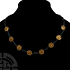 Byzantine Blue Glass Bead Necklace with Gold Elements