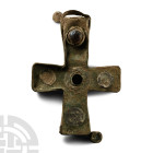 Byzantine Bronze Reliquary Cross Pendant