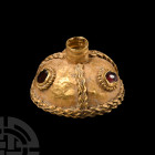 Byzantine Gold Dagger Pommel Cap with Garnets