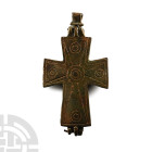Large Byzantine Bronze Reliquary Cross Pendant