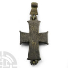 Byzantine Bronze Reliquary Cross Pendant