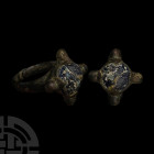 Byzantine Bronze Ring with Blue Cabochon