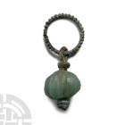 Viking Age Bronze Pendant with Green Melon Bead