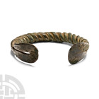 Viking Age Bronze Twisted Triple-Bar Bracelet with Looped Terminals