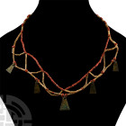 Viking Age Gold-in-Glass Bead Necklace String with Axe Pendants