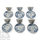 Ca Mau Cargo Shipwreck Glazed Blue and White Tea Set with Fisherman Scene