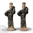 Chinese Ming Style Glazed Figure Pair