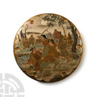Japanese Ceramic Satsuma Box and Lid with Samurai Scene