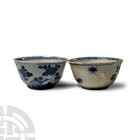 Ca Mau Cargo Shipwreck Glazed Blue and White Tea Cup Pair