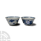 Ca Mau Cargo Shipwreck Glazed Blue and White Tea Cup Pair
