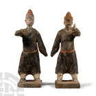 Chinese Ming Glazed Retainer Pair