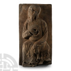 Chinese Song Terracotta Tile with Seated Scholar