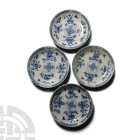 Ca Mau Cargo Shipwreck Glazed Blue and White Tea Saucer Set with Floral Design
