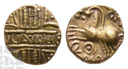 Celtic Britannia. Catuvellauni, Cunobelin AV Quarter Stater. AD 8-41.  Cunobelinus Biga