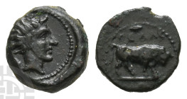 Sicily, Gela AE Onkia. Circa 420-405 BC.