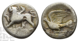 Sikyonia, Sikyon AR Triobol or Hemidrachm. Circa 330-280 BC.